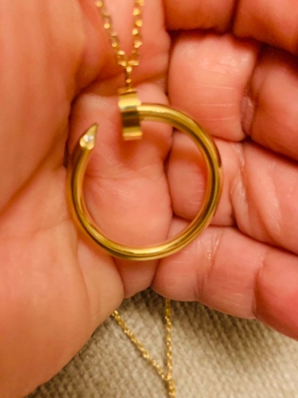 Gold stainless steel Open Circle Pendant Necklace - Elegant Women's Jewelry